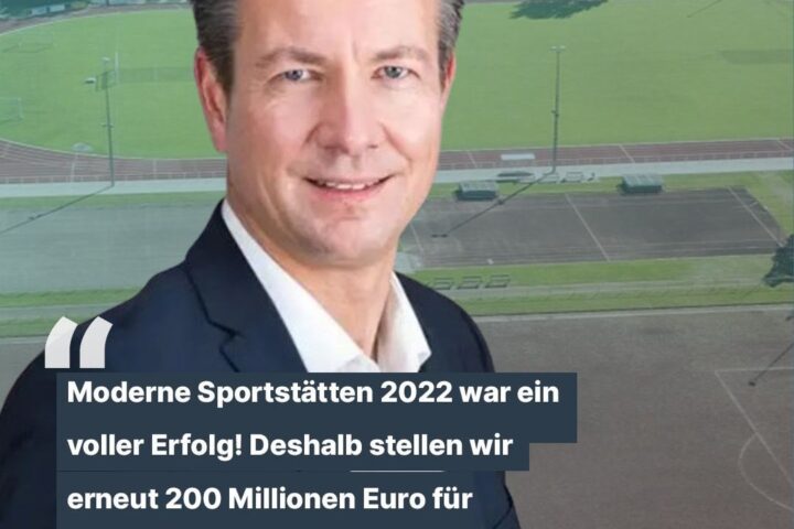 Land stellt 200 Mil­lio­nen Euro für ver­eins­ei­ge­ne Sport­stät­ten bereit